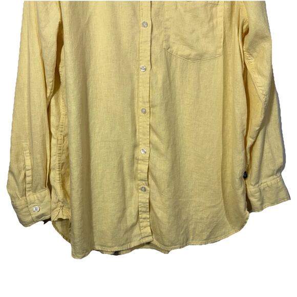 GAP Linen Blend Shirt Button Up Butter Yellow Mens XL Golden Haze Classic Preppy - Picture 4 of 9
